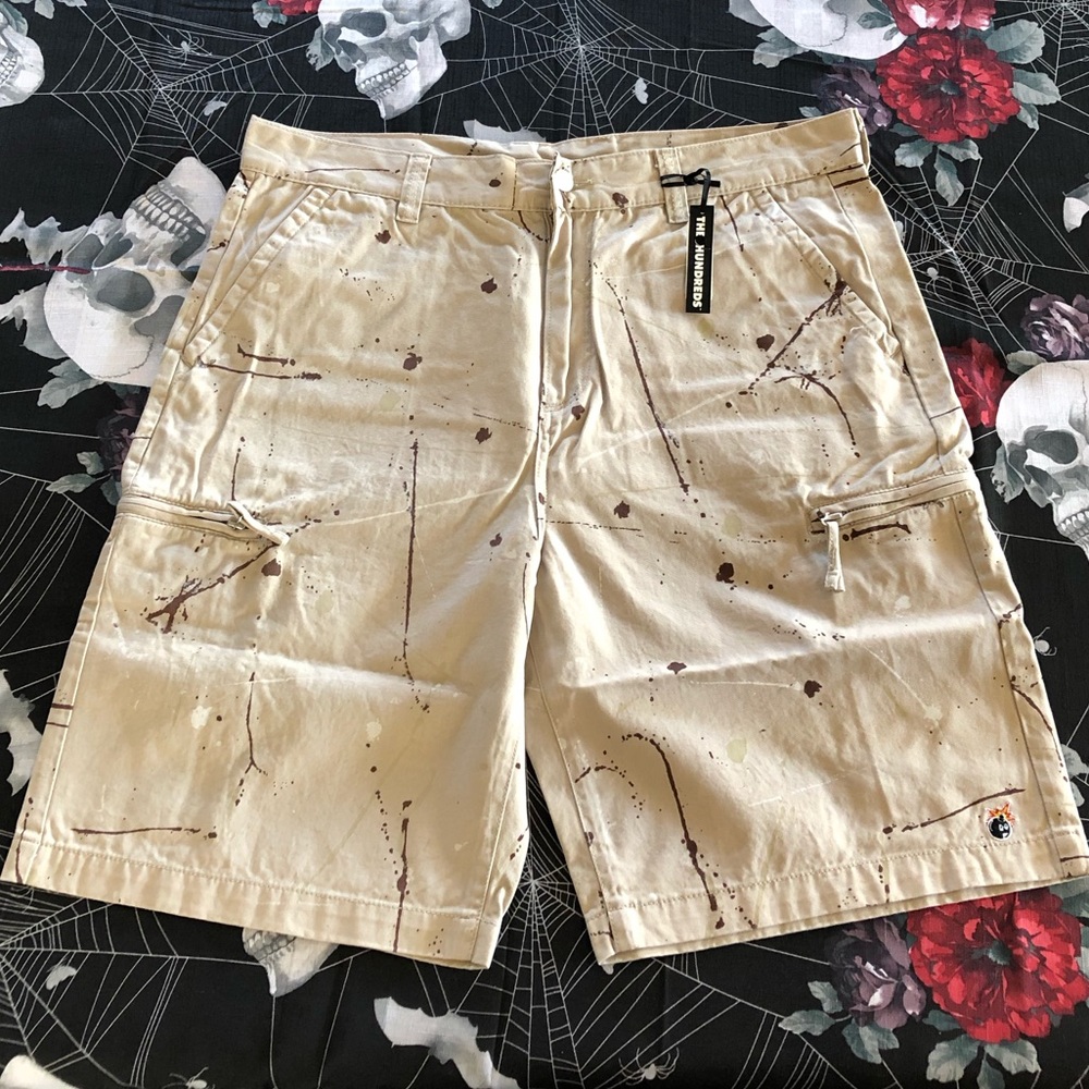 NWT 2007 THE HUNDREDS SPLATTER PAINT CARGO SHORTS